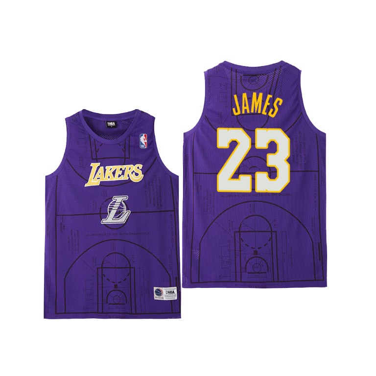 Men's Los Angeles Lakers LeBron James #23 NBA Basketball Court Collection Practice Purple Basketball Jersey VZJ1783GA